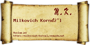 Milkovich Kornél névjegykártya